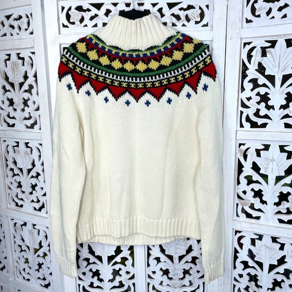Vintage Sweater w/ mock turtleneck & aztec design - Picture 2 of 5